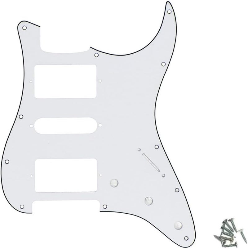 ROZILO Strat HSH Pickguard Pick Guard Scratch Plate with Screws for American/Mexican Standard Strat Modern Style Guitar Replacement White 3 Ply - Image 1